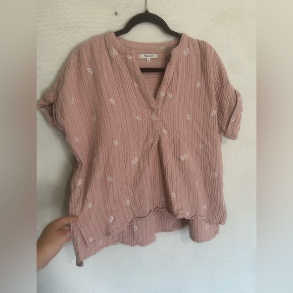 Madewell embroidered Lakeline Popover Shirt In Warm Thistle - Picture 4 of 8